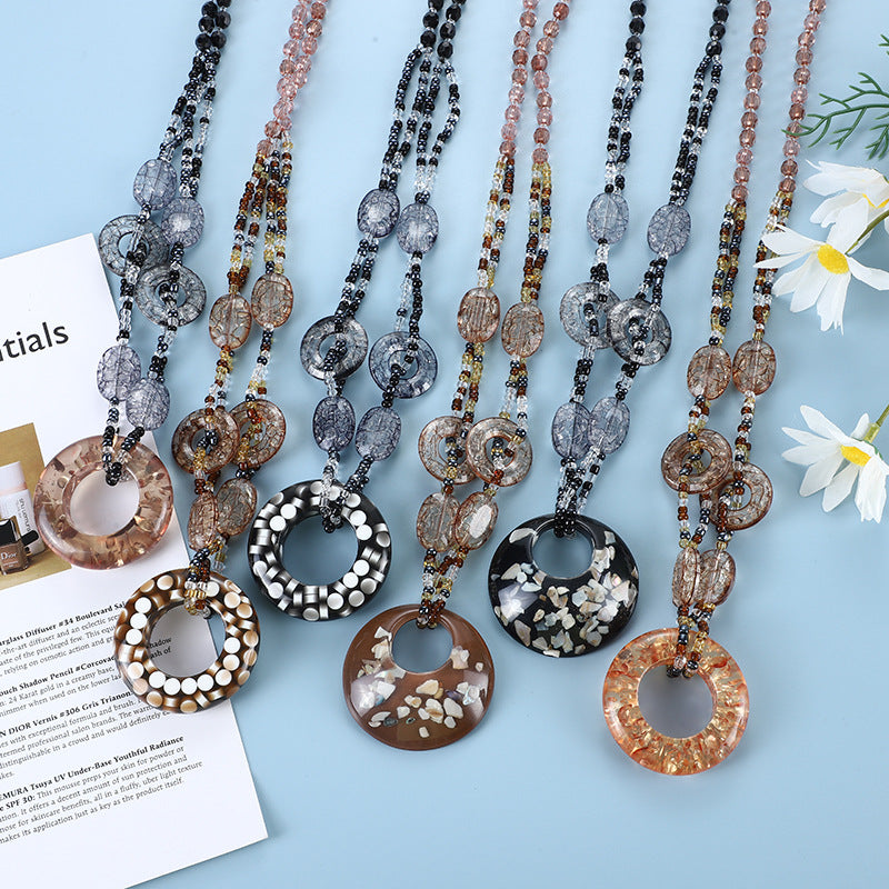 Women's Ethnic Style Vintage Peace Buckle Sweater Chain Live Popular Necklace