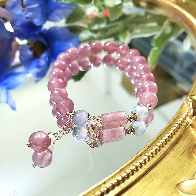 Strawberry Quartz Flower Female Mori Gray Moonlight Bracelets