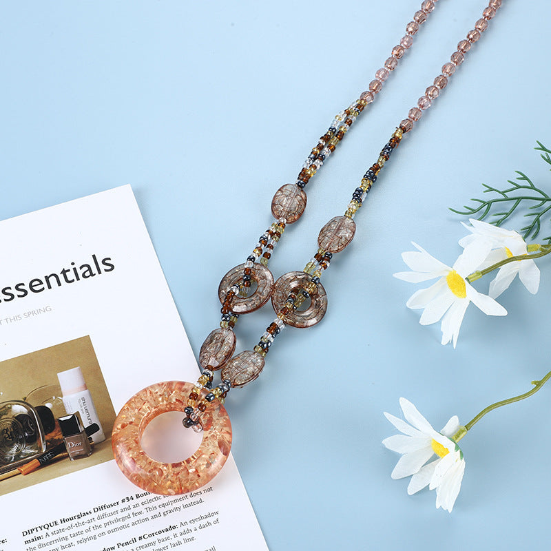 Women's Ethnic Style Vintage Peace Buckle Sweater Chain Live Popular Necklace