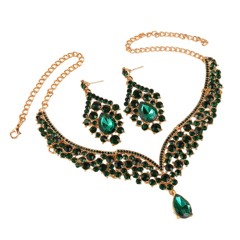 Big Water Drop Full Diamond Two-piece Bride Luxury Jewelry Set