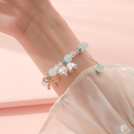 Women's Sweet Popular Pearl Lily Simple Artistic Bracelets