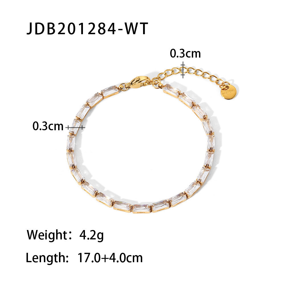 Women's Titanium Steel Gold Stainless Inlaid Zircon Bracelets