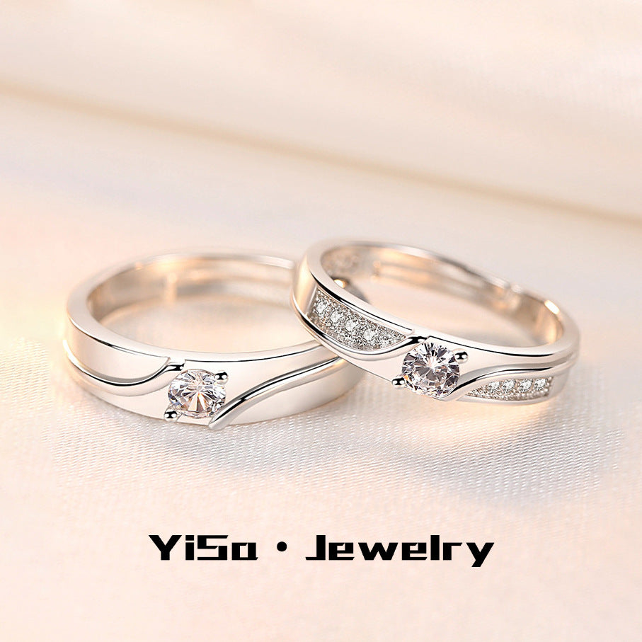 Zircon Couple Light Luxury Korean Style Stylish Rings