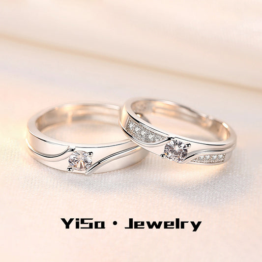 Zircon Couple Light Luxury Korean Style Stylish Rings