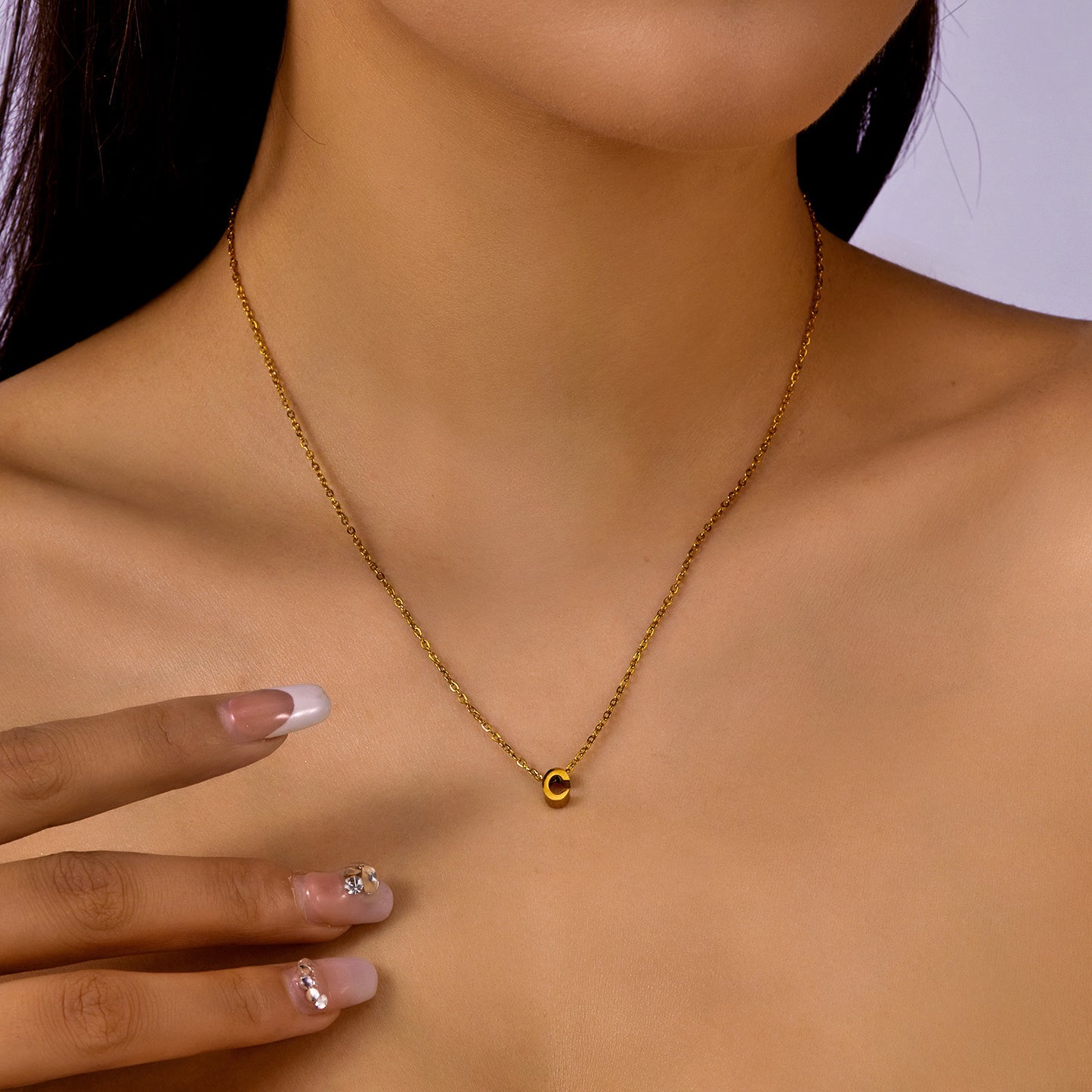 Letter Personalized Simple Stainless Steel Clavicle Pendants