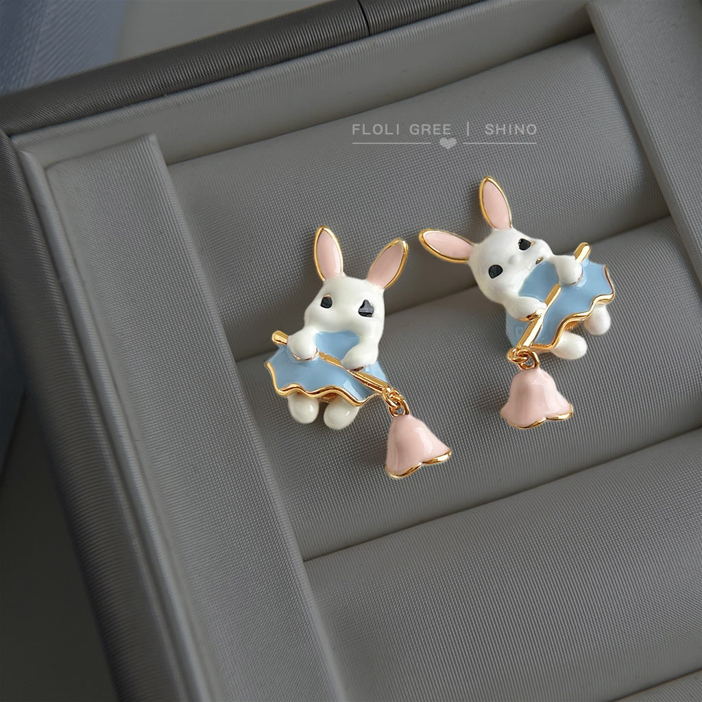 Rabbit Elf Enamel Drip Glazed Hand Painting Fresh Sweet Rings