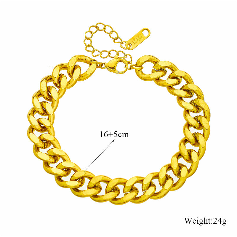 Fashion Vintage Metal Hip Hop Punk Gold-plated Titanium Steel Necklaces