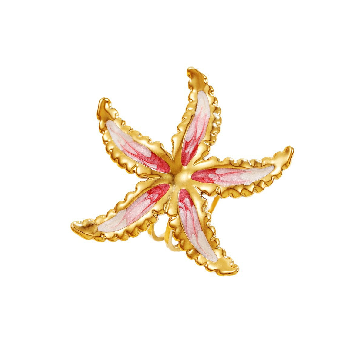 Vacation Style Marine Life Starfish Colorful Oil Brushed Star Open-end Ring