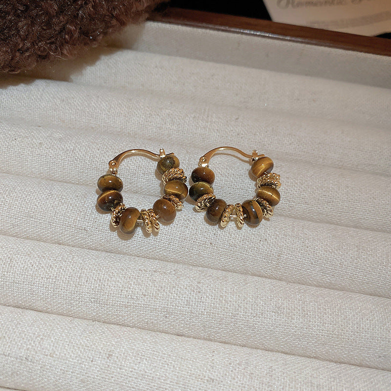 Real Gold Plating Elegance Retro Light Luxury Stud Earrings