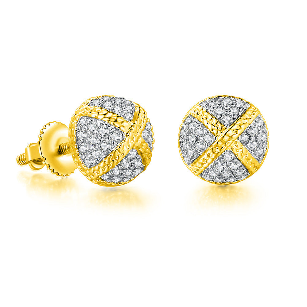 Women's & Men's And Full Diamond Color Separation Gold Plated Earrings