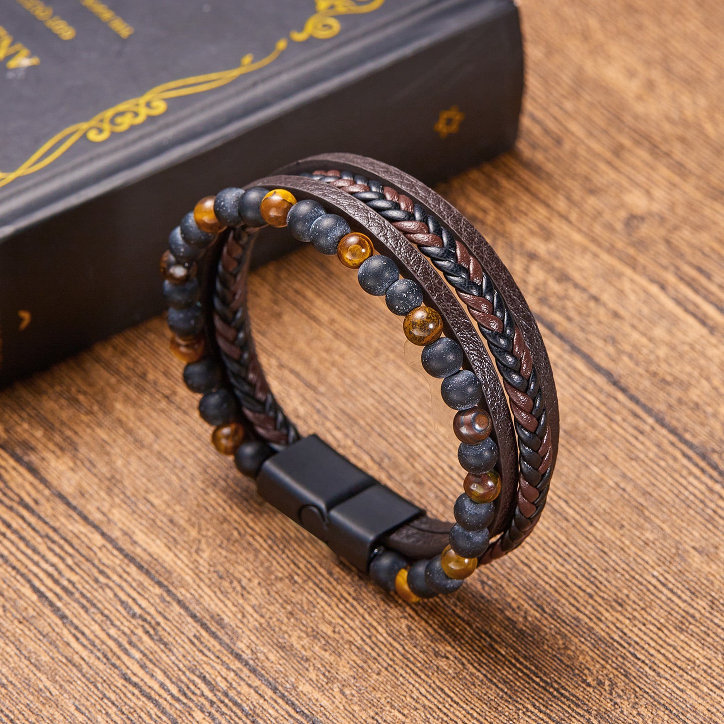 New Beautiful Leather Unisex Natural Stone Bracelets