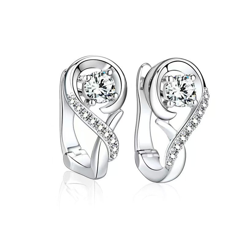 Women's Korean Style Simple Note Ear Clip Heart-shaped Zircon Rings