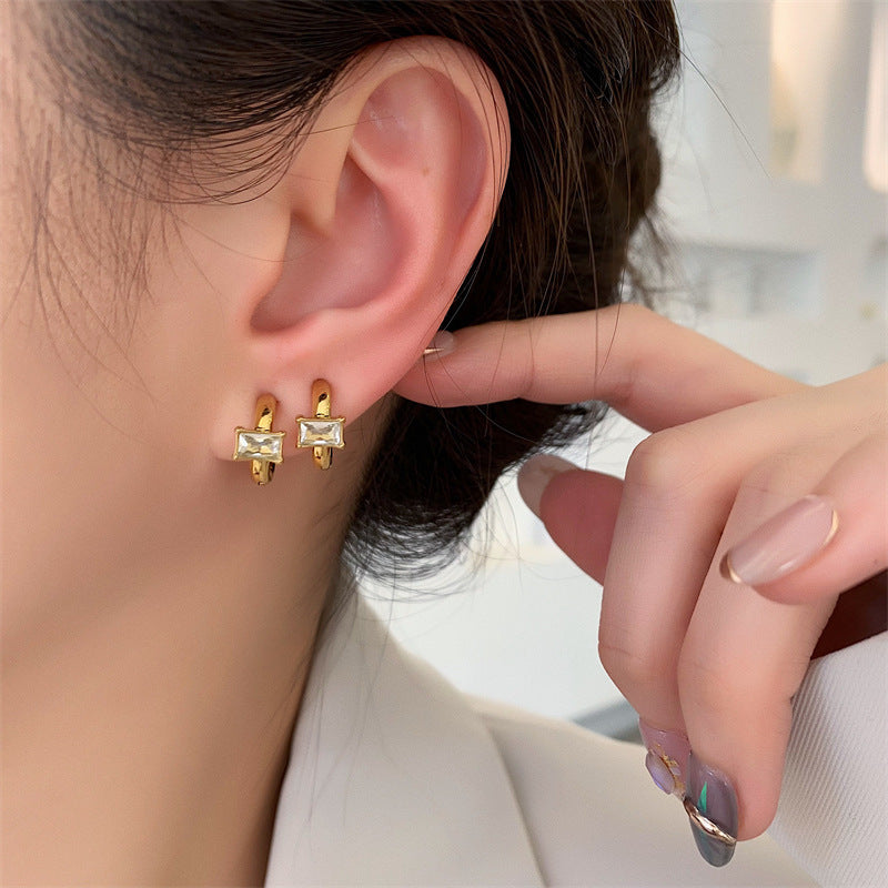 Women's Cold Style Square Diamond Painless No Earrings