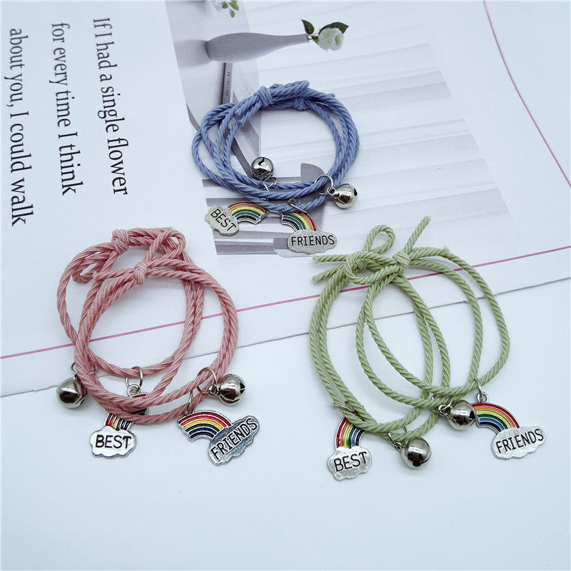 Women's Korean Style Simple Rainbow Clouds Stitching Bracelets