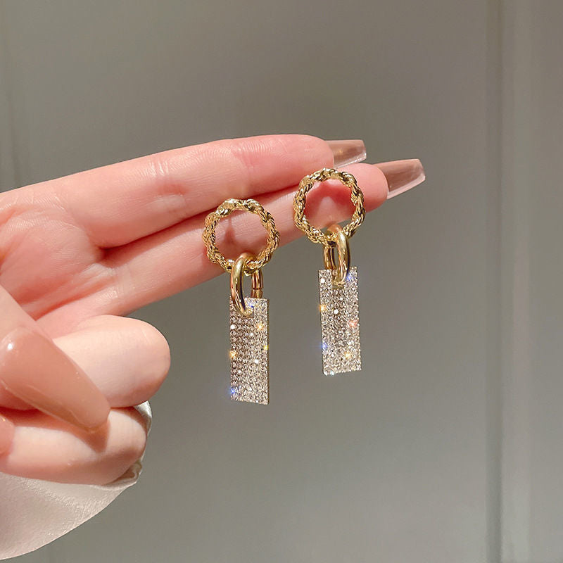 Sier Needle Fashion Personality Trendy Geometric Earrings