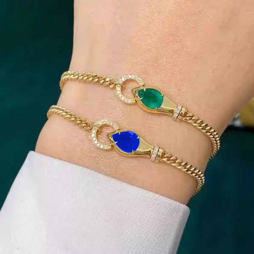 Women's Snake-like Emerald For Light Luxury Gold-plated Snake Bracelets