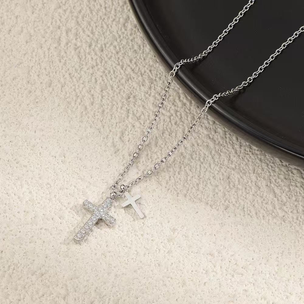 Women's Diamond Titanium Steel Gold-plated Waterproof Clavicle Chain Light Luxury High Necklaces