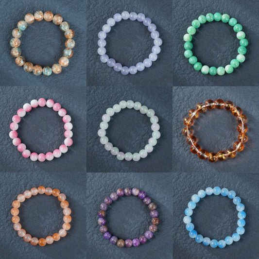 Pink Purple Crystal Female Pliable Temperament Rosary Decompression Bracelets