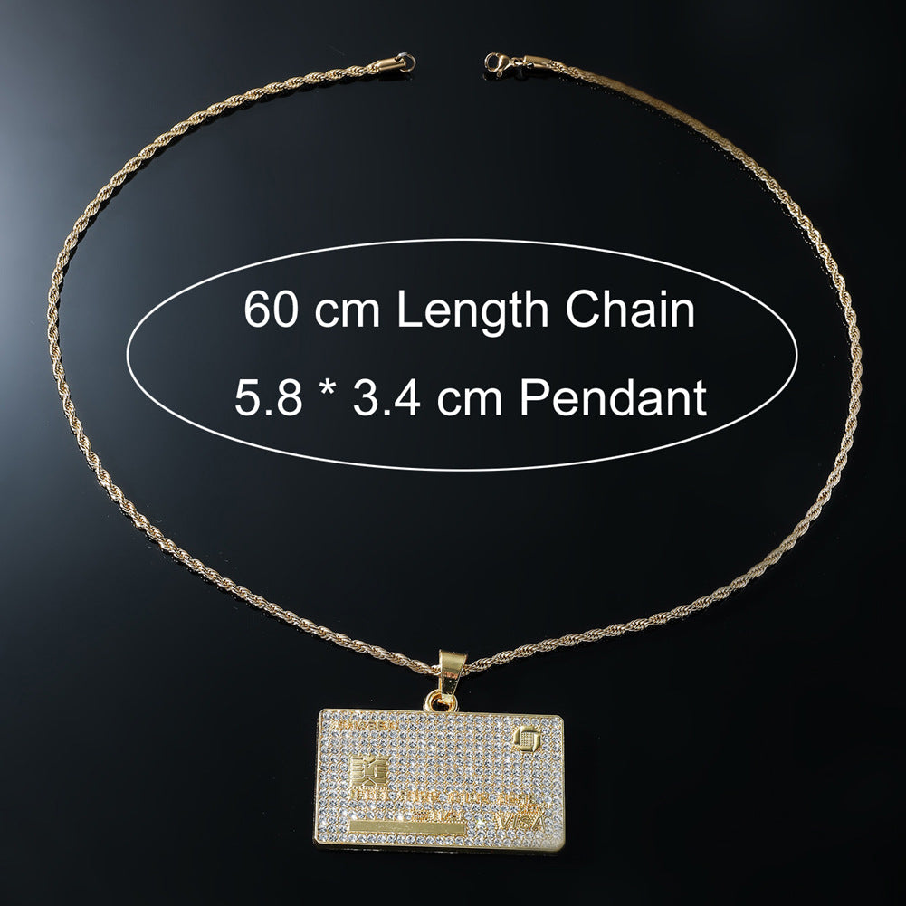 Gold Card Pendant Personal Nightclub Hipster Necklaces