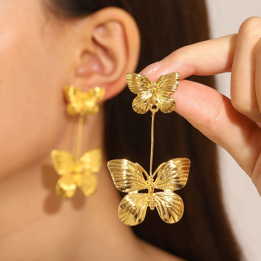 Women's Gold Butterfly Light Luxury Temperament Niche Earrings