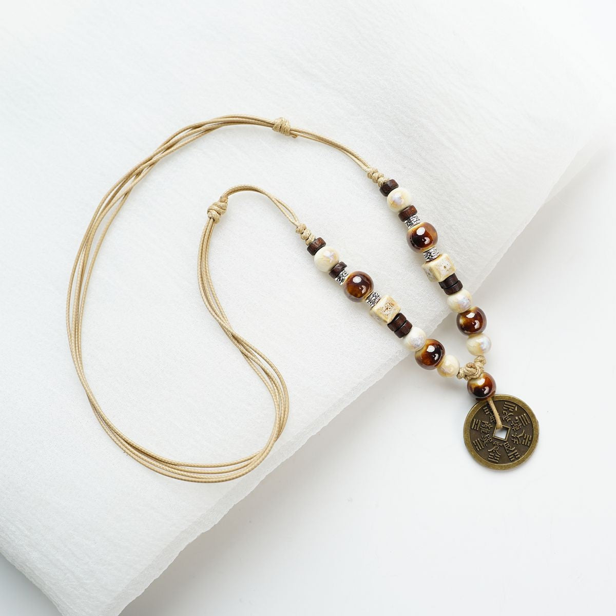 Peace Fu National Fashion Vintage Ceramic Female Longevity Necklaces