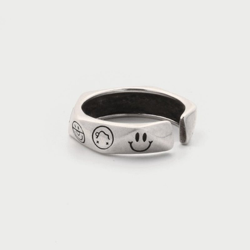 Men's Section Smiley Trendy Cold Wind Index Finger Rings