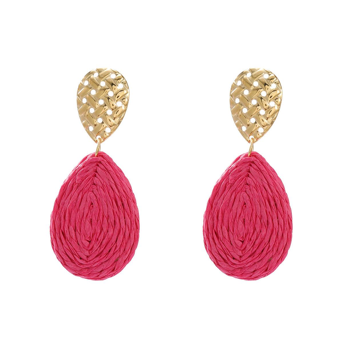 Casual Attractive Summer Raffia Exaggerated Drop-shaped Earrings