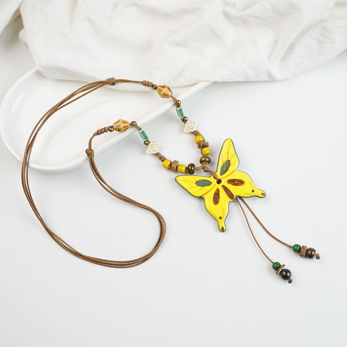 Peace Fu National Fashion Vintage Ceramic Female Longevity Necklaces