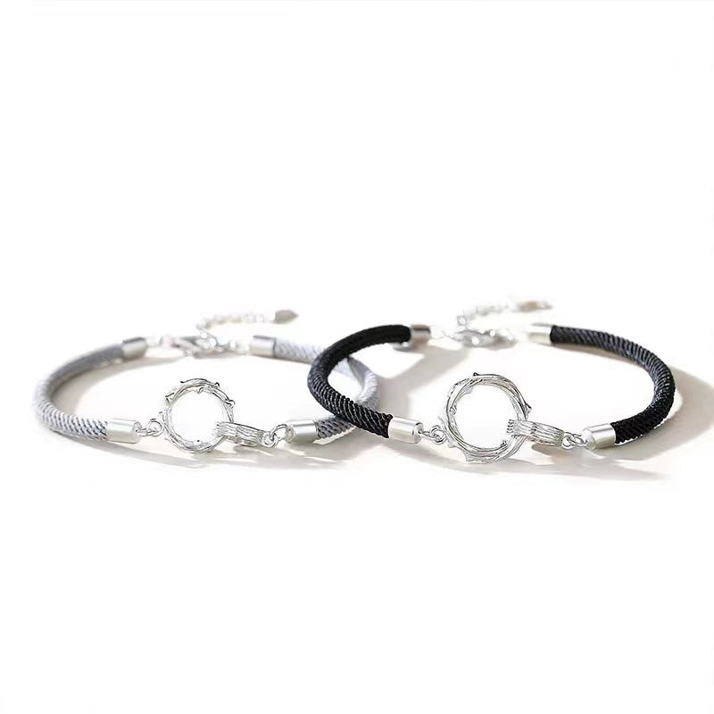 Women's & Men's Thorn Couple Design Double Woven Hand Strap Girlfriends Birthday Bracelet