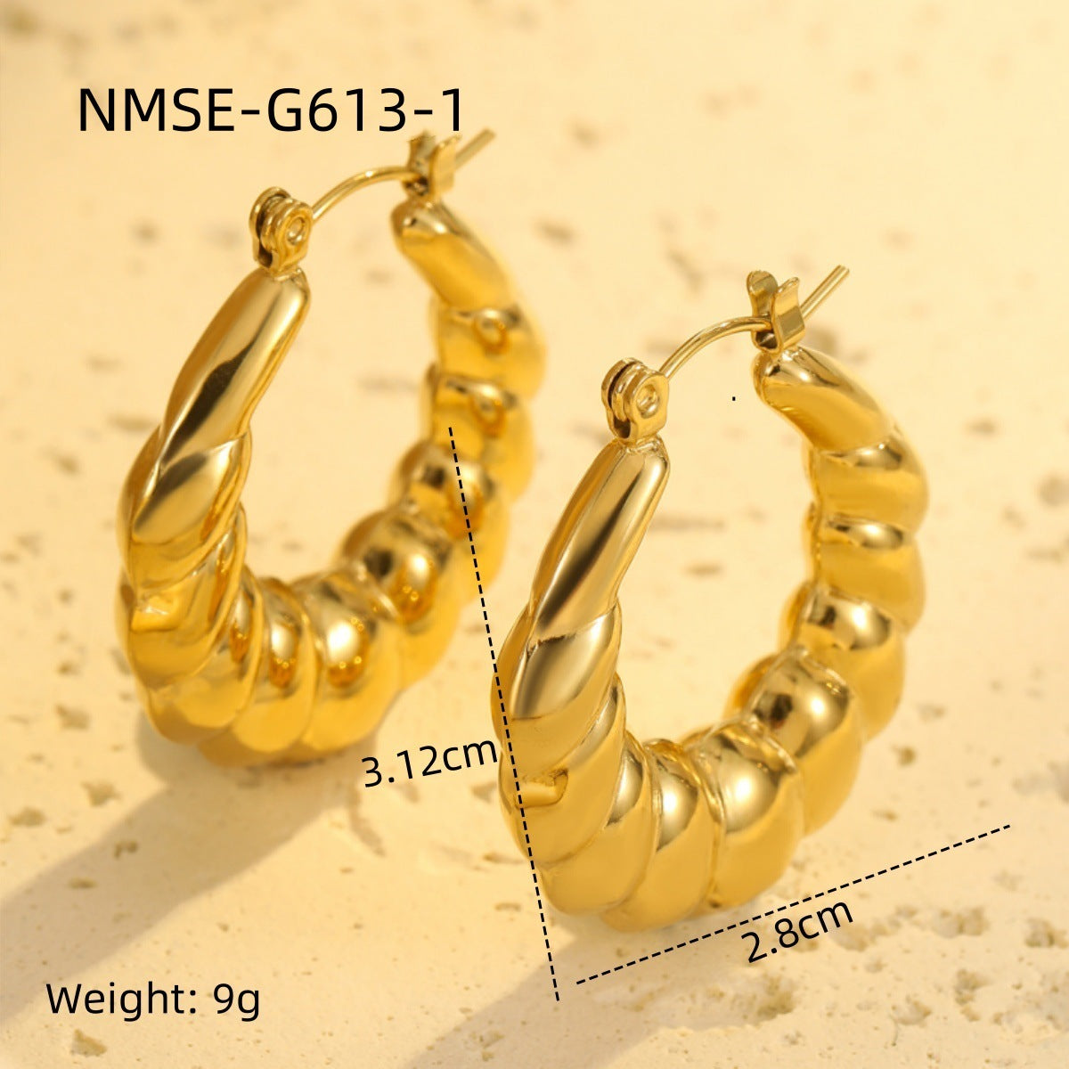 Women's Steel Sweet Cool Vintage Texture Shaped Gold-plated Earrings
