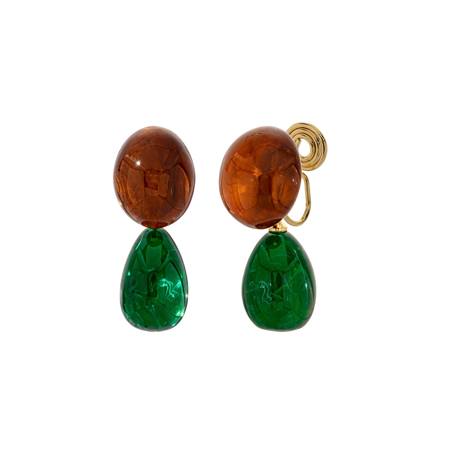 Resin Without Piercing Retro Style Drop-shaped Contrast Color Affordable Luxury Earrings