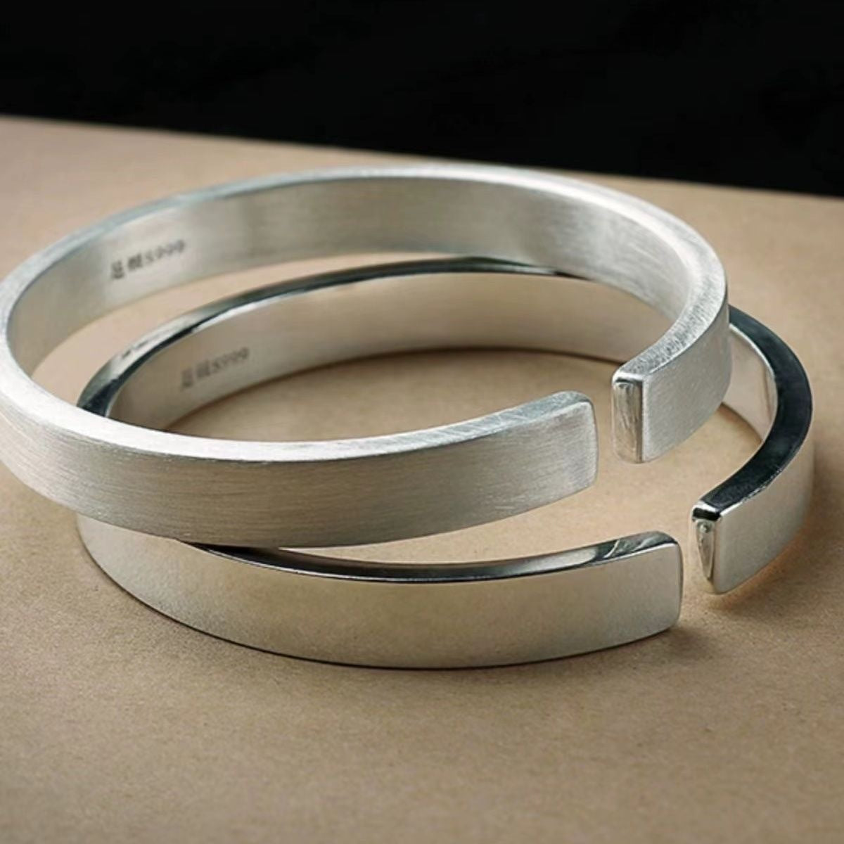 Men's Copper Sier-plated Ladies Sier Glossy Brushed Snowflake Handmade Open Bracelet