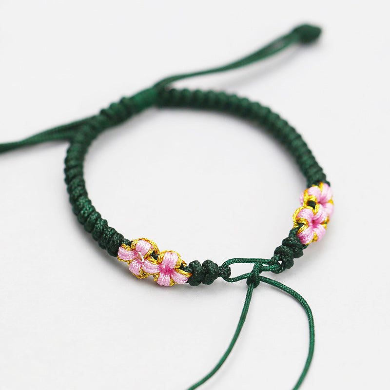 Exquisite Carrying Strap Peach Blossom Knot Braided Rope Bracelets