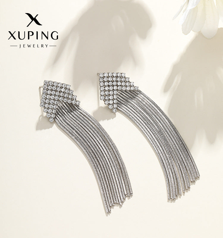 Zirconium Triangle Tassel Female Temperamental Minority Earrings