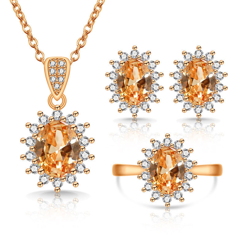 Live Broadcast Colored Gems Fashion Simulation Jewelry Set