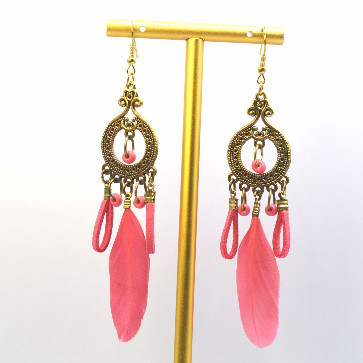 Style Vintage Feather Long Holiday Beads String Earrings