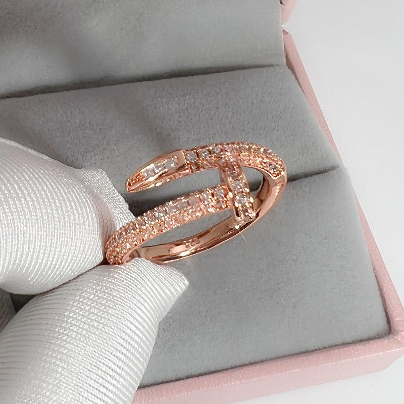 Creative Luxury Full Diamond Geometric Temperament Rings