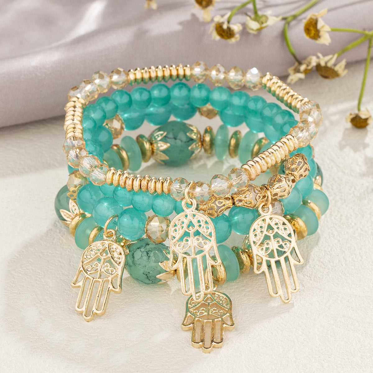 Women's Bohemian Creative Jewelry Palm Crystal Beaded Bracelets