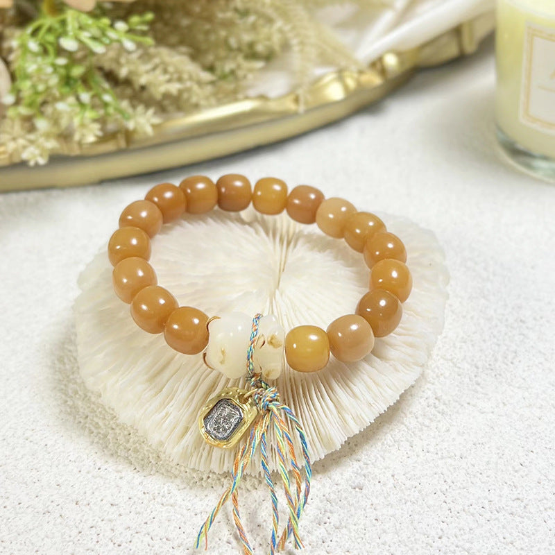 Bracelets de graines blanches naturelles de racine de Bodhi de charbon de bois pour femmes