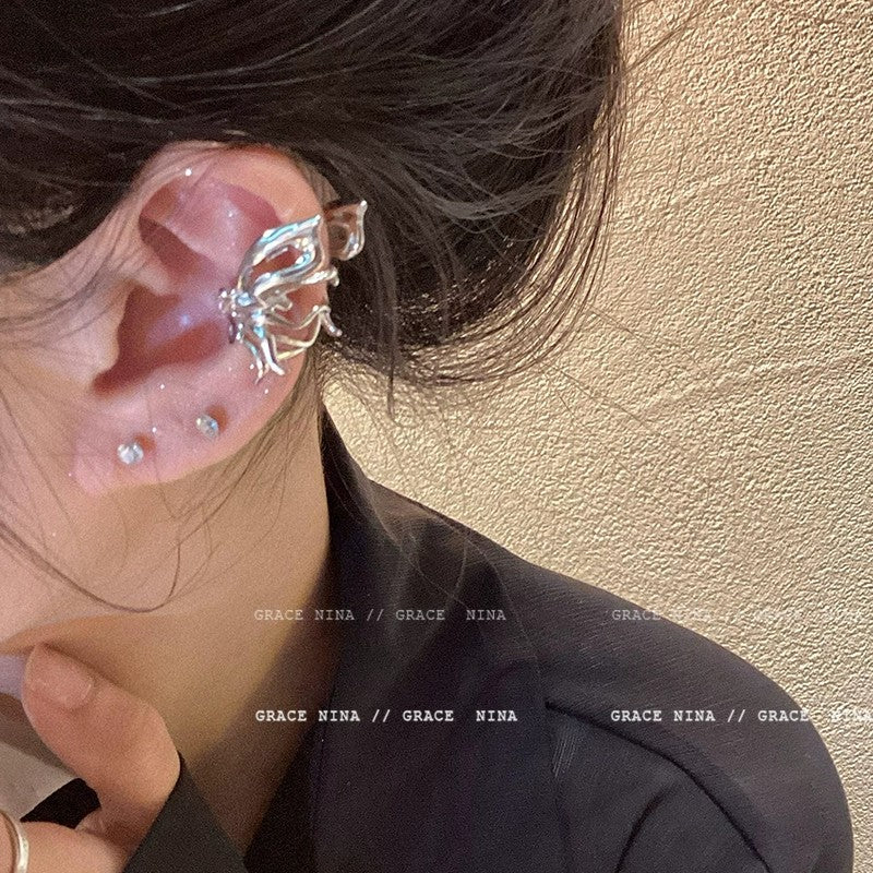 Wings Female Light Luxury Temperament Personality Sweet Cool Face Ear Clip