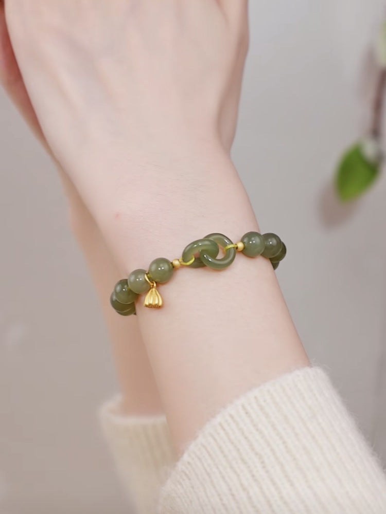 Jade Safety Buckle Female Niche Retro Bracelets