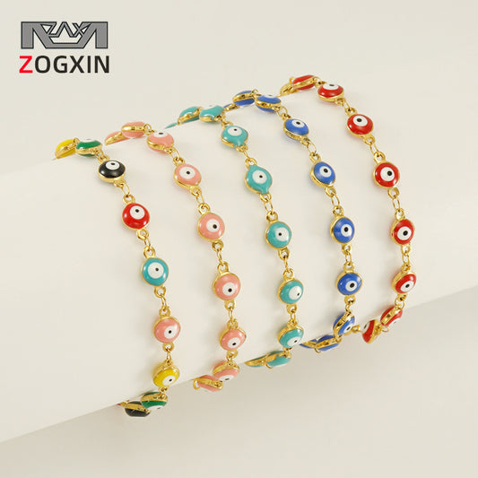 Women's Turkish Evil Eye Color Matching Stainless Necklaces