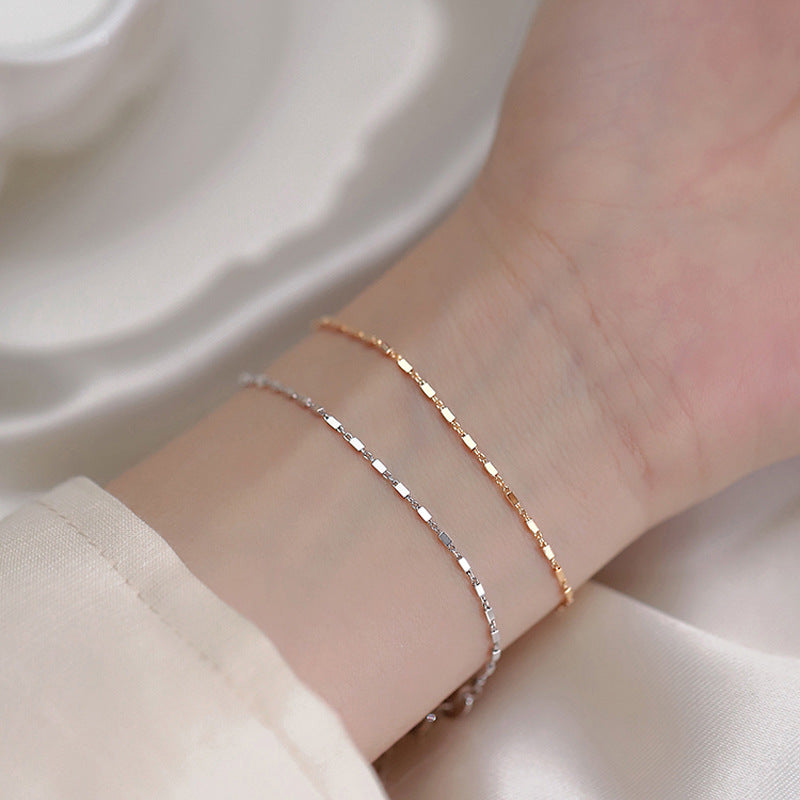 Bracelets personnalisés à la mode simples et carrés en argent sterling pour femmes