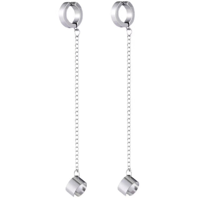Simple Cool Cross Small Chain Temperament Stud Earrings