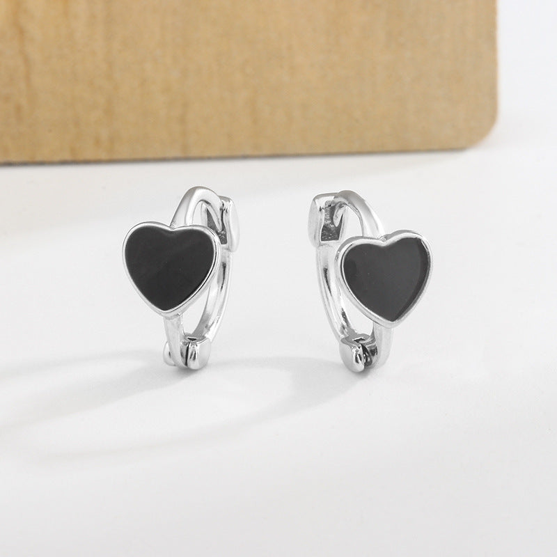 Epoxy Clover Heart Geometric Retro Style Ear Clip Earrings