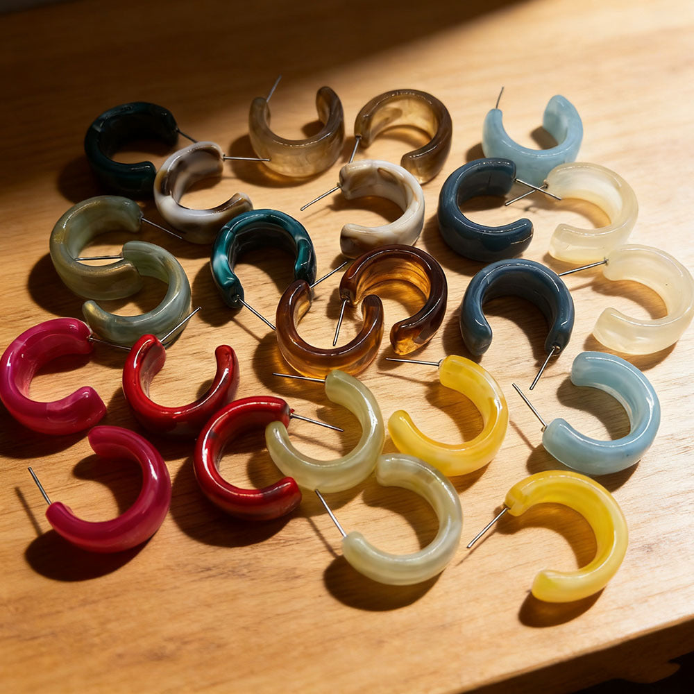 Dopamine Color Matching Trendy Female Resin Earrings