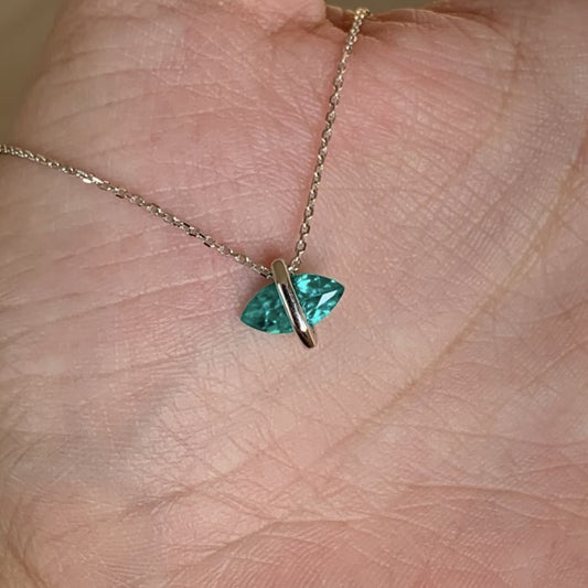 Sterling Sier Exquisite Paraiba Horse Eye Diamond Summer Cool Female Necklace