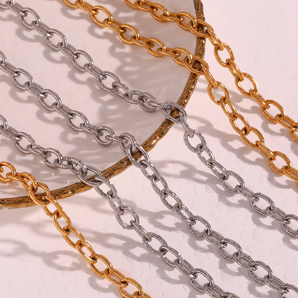 Women's Steel Choker Stainless Gold-plated Cross Chain Necklace
