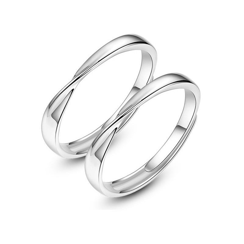 Women's & Men's Style Couple Sier Plated Open Live Rings