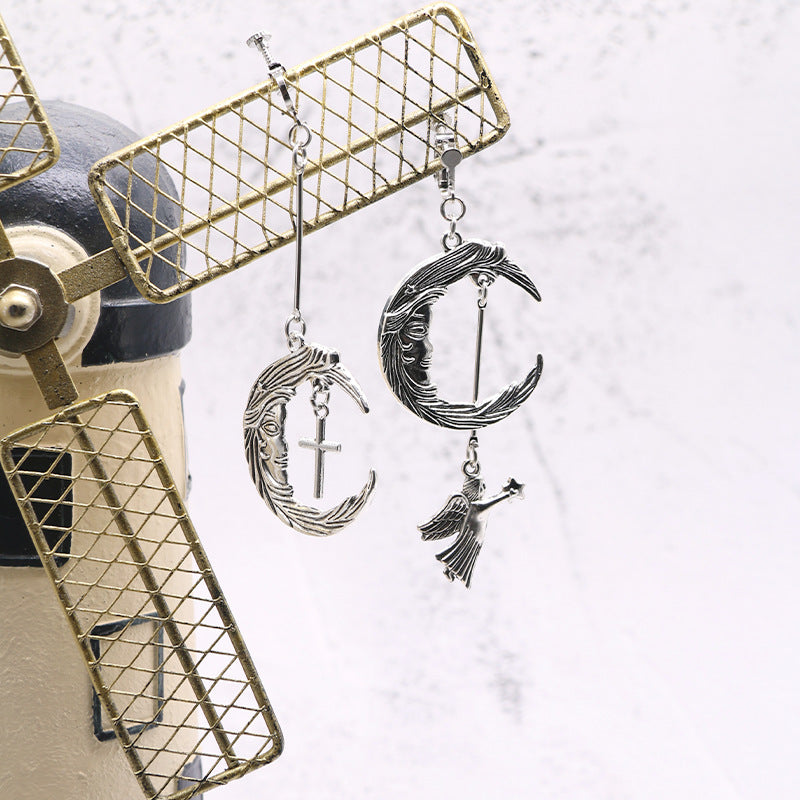 Punk Trendy Vintage Moon Angel Cross Ear Clip